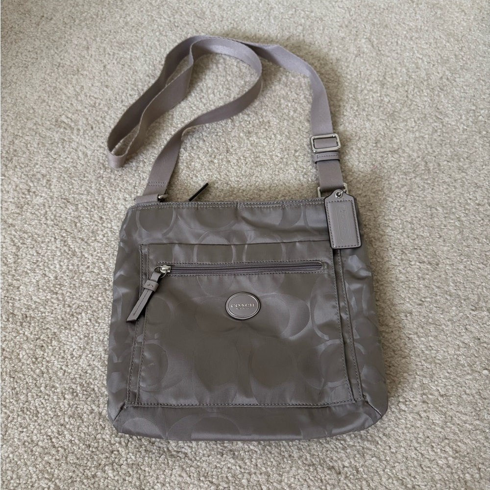 Coach Gray Nylon Signature Crossbody Bag